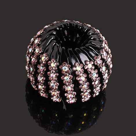 Pince à cheveux extensible queue de cheval, chignon oiseau nid en plastique, pince griffe élastique, accessoire coiffure femme fille, tenue chignon donut, couleur violette (1/5)