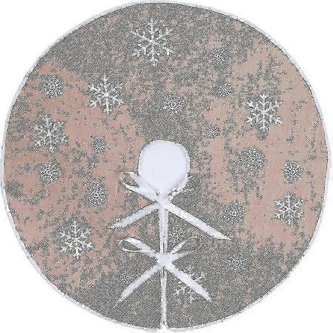 Jupe de sapin de Noël en toile de jute avec flocons de neige blancs, décorations de Noël (kaki 75 cm) [xc] (1/5)
