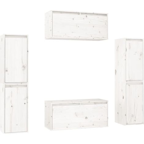 Meubles TV 6 pcs,Banc TV,Armoire TV Blanc Bois massif de pin CFW588526 (1/5)