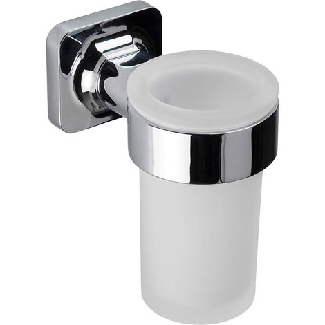 Croydex Flexi-Fix Bathroom Tumbler Frosted Glass & Chrome Holder - Shoreditch (1/4)