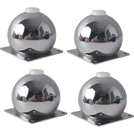 Pieds de meuble en acier au carbone – Lot de 4 – Hauteur 8 cm – Couleur argent – Pour canapés, tables basses et meubles TV (1/5)
