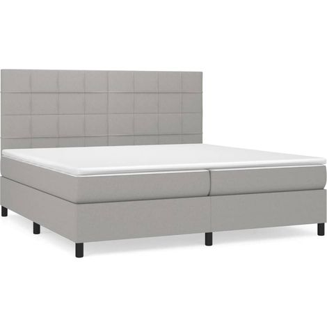 Maison Exclusive - Cama box spring con colchón tela gris claro 20