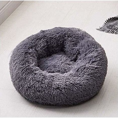 Couchage Panier Rond pour Chien Chat, Corbeille en Peluche Coussin Matelas Epais Hiver Lit Rond pour Animal Domestique (XS/40cm, Gris Foncé) (1/5)