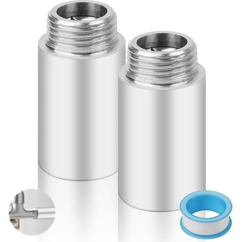 Set mit 2 G1/2-Armaturenverlängerungen, 50 mm Edelstahl, Gewindeanschluss für Bad und Küche (1/5)