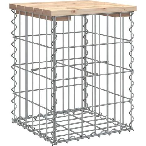 Banc de jardin en bois massif de pin, design gabion 33x31x42 cm (1/5)
