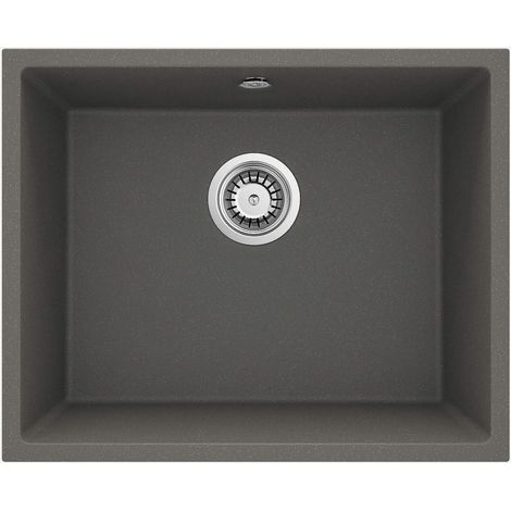 Évier de cuisine encastré sous plan en granit, 1 cuve 54 x 44 cm, anthracite métallisé - Aelo