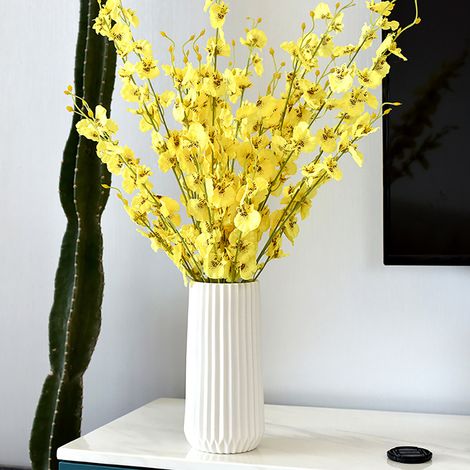 Ensemble de 2 vases en céramique, design côtelé blanc mat, décoration intérieure moderne pour salon, bureau ou table (1/5)