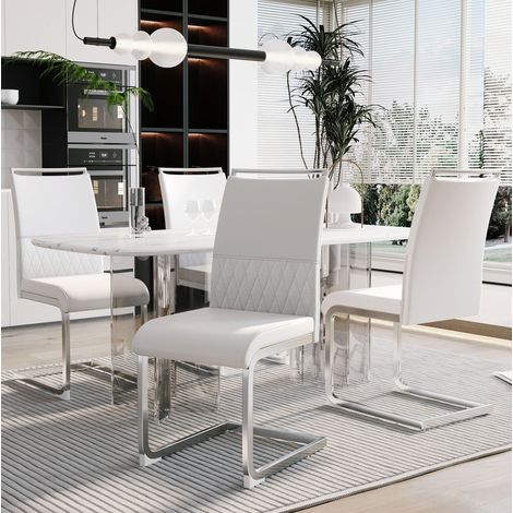 Stuhl Esszimmerstuhl 42x45 ergonomisch Metall Weiß OKMYHOME (1/5)