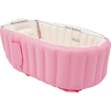 Baignoire pour bébé gonflable, PVC écologique, design portable, Rose (1/2)