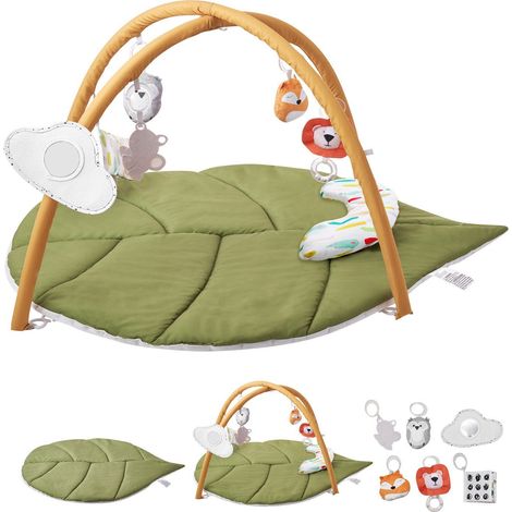 Tapis de jeu bebe eveil 6 jouets sensoriels grand format feuille 0-18 mois nouveau-ne developpement cognitif confort d'utilisation (1/5)