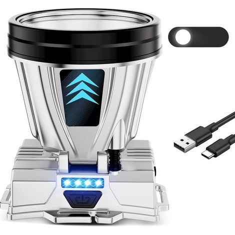 Lampe frontale LED rechargeable, lampe frontale de chasse avec capteur, lampe torche et projecteur - Lumières blanches (1/5)