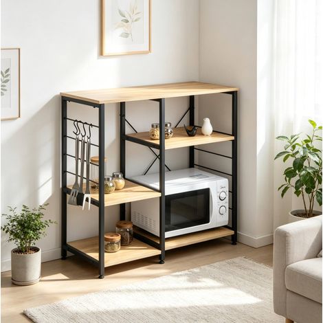 Küchenregal mit 5 Ablagen und 4 Haken 90x40x83,5 cm OKMYHOME (1/4)