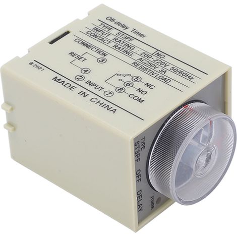 BERM relais temporisé à la coupure commande bouton rotatif minuterie haute précision AC200-220V ST3PF boîtier PVC ignifuge montage enfichable (1/5)