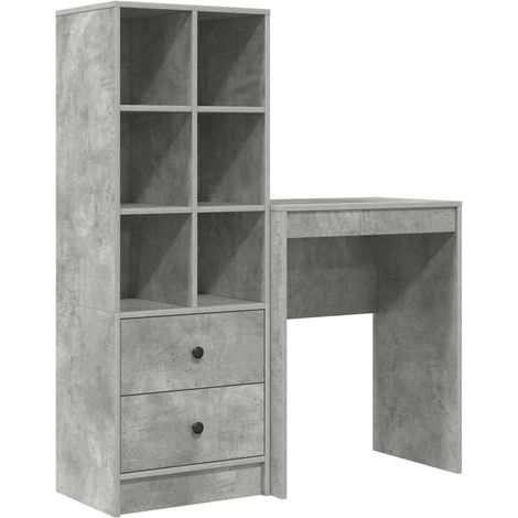 Escritorio con almacenamiento con cajón 2 pcs Gris Concreto