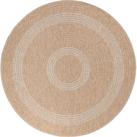 Tapis rond Naturel aspect jute Beige Crème 80x80cm (1/5)
