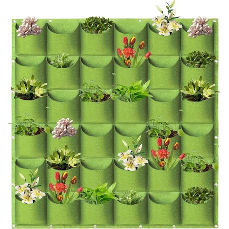Hängende Pflanzenaufbewahrungsbeutel, 36 Taschen, vertikale Wandaufbewahrungsbeutel, vertikale grüne Blumenbehälter für den Außen- und Innenbereich, Pflanzenaufbewahrungsbeutel (grün).