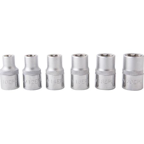 Douilles torx plus EP10 à ep20 L.37mm 1/2" (6 pcs) - OM 7017 - CLAS Equipements (1/3)