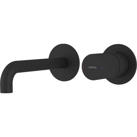 ULTRATAP Mitigeur lavabo 2 trous à encastrer, bec 20cm, noir mat (1/2)