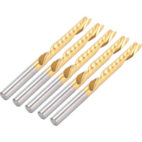 5 Fraises CNC 1 Dent Revêtement Titane, Fraise HSS Spirale pour Usinage à Grande Vitesse 4x22x50mm (1/5)