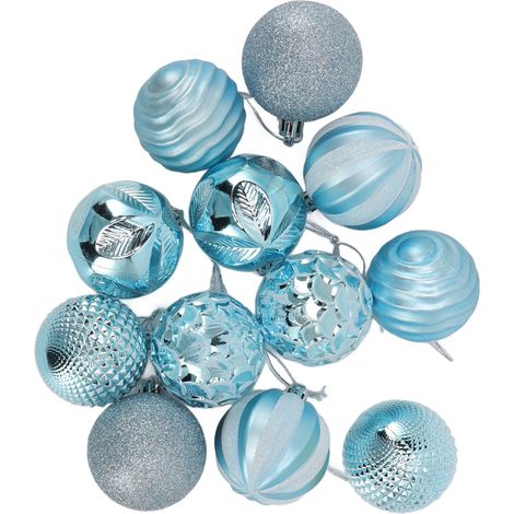 Boules de Noël, décorations pour sapin de Noël, fêtes de famille, dîners au jardin, fêtes d'anniversaire, bleu (1/5)