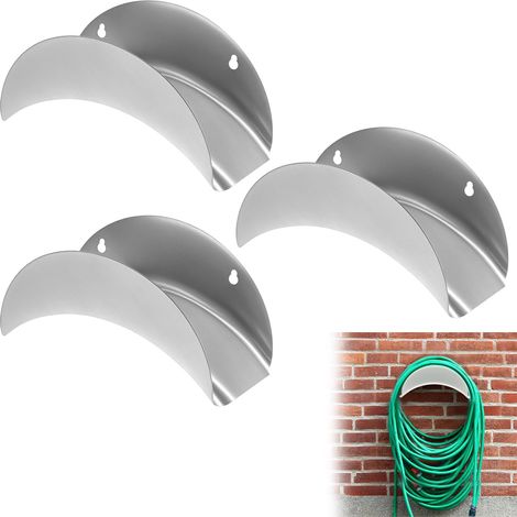 Soporte de pared de 3 piezas para manguera, soporte de hierro para manguera de jardín, para manguera de 30 m y 1/2", 27 x 11,5 x 13 cm (1/5)