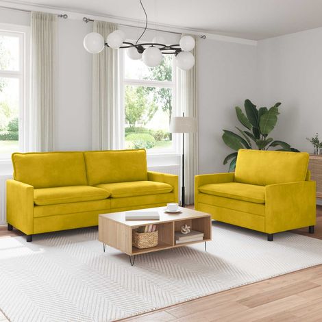 vidaXL Sofa Set 2 pcs Gelb Samt (1/5)
