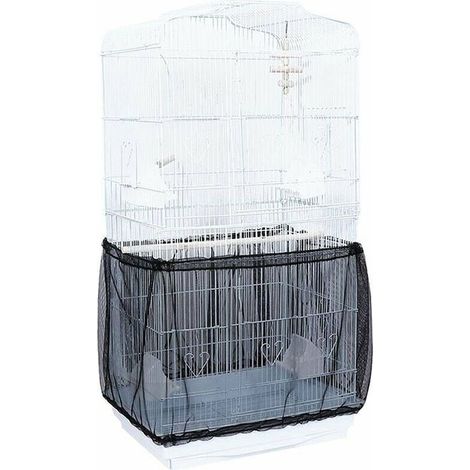 Jupe en filet pour cage à oiseaux, filet en nylon pour attrape-graines, noir, L