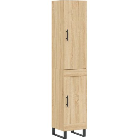 Maison La Vie - Buffet haut pour salon - Meuble de rangement Chêne sonoma 34,5x34x180 cm Bois d'ingénierie bu1004 (1/5)