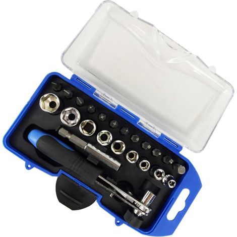 Applicable 23Pièces Cliquet Tournevis pour Réparation Urgence Outils de Mécanique Automobile avec Manche Ergonomique