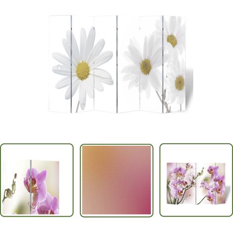 The Living Store Cloison de séparation pliable 217x170 cm Fleur - Séparateur De Pièce - Cloison Pliable - Décoration Murale - Organisation Intérieur - Diviser Une Pièce (1/5)