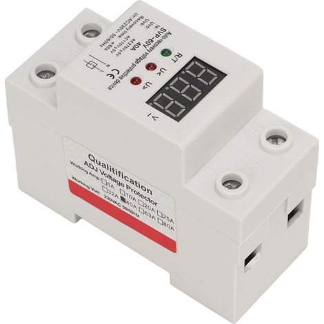Protecteur de surtension/sous-tension intelligent monophasé 230 V à réarmement automatique différé, avec affichage numérique LED et réinitialisation automatique temporisée 40 A (1/5)