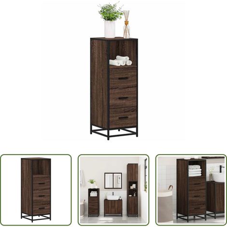 vidaXL Badezimmer Möbel - Badschrank Braun Eichen-Optik 35x37,5x100 cm Holzwerkstoff (1/5)