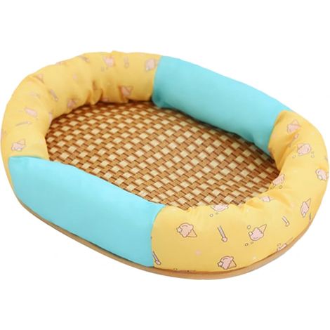 Tapis rafraîchissant et respirant pour chiens et chats, grand format, écologique, auto-rafraîchissant, en rotin tressé d'été, matériau fiable et antidérapant. (1/4)
