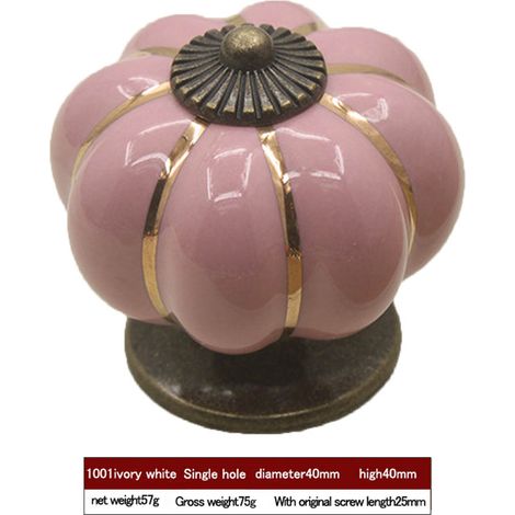 Türgriff in Kürbisform aus Keramik, Schubladengriff, Schrankgriff, Kleiderstangengriff (Rosa) (1/5)