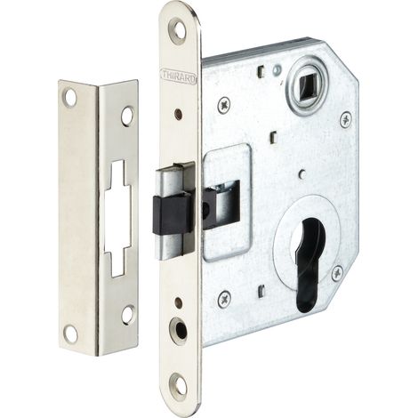 THIRARD - Boitier de serrure encastrable à cylindre pour porte d'entrée, axe et entraxe 55mm, bouts ronds - THIRARD (1/2)