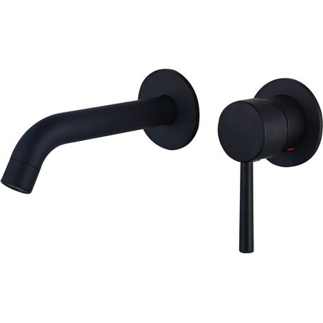 Fortifura Calvi Mitigeur lavabo encastrable 2 trous partie encastrable inclus Noir mat (1/5)