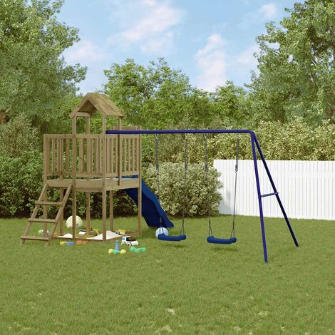 Aire de Jeux d'extérieur Maisonnette de jeu Maison enfant exterieur bois de pin imprégné 30358 (1/5)