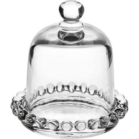 L'Arcolaio Cupola piccola con piatto - Vetro trasparente bordo decorato H 10 D 9,5 cm