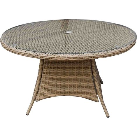 Signature Weave Darcey Wicker 6 Seater Dining Table Natural Round 135cm