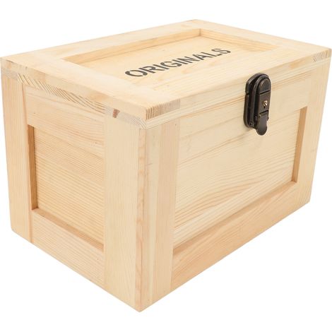 Boîte de rangement de bureau en bois, multifonctionnelle, avec serrure et clés, pour articles de papeterie divers. Couleur bois naturel. (1/5)