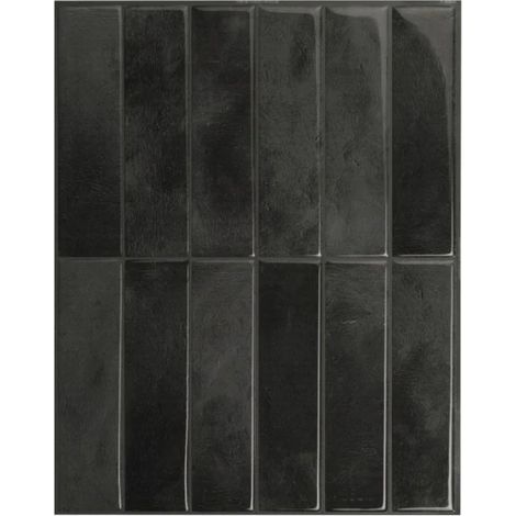 Adesivi murali 3D in resina epossidica, neri, 22,9 x 29 cm, 5 fogli, adesivi autoadesivi in PU per piastrelle di cucina e bagno. (1/5)