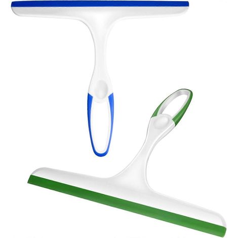 Lot de 2 raclettes multifonctions en caoutchouc pour vitres de douche et miroirs de salle de bain. (1/5)