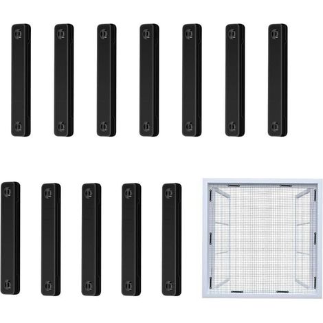 Magnetische Moskitonetzschlaufen – 12 schwarze Stück, Klebebefestigung ohne Bohren oder Werkzeug, kompatibel mit feinmaschigen Netzen