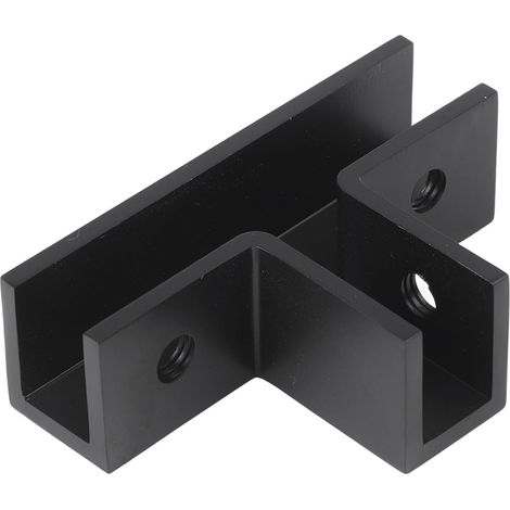 Pince murale pour verre, support de porte de douche en laiton en forme de T, grande stabilité pour les panneaux de verre, aspect dépoli esthétique, outil de bricolage facile à installer (noir) (1/5)
