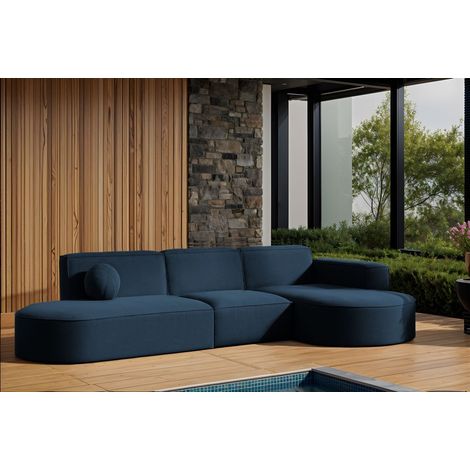 Garten Ecksofa SUNDAY in wetterfester Stoff ART-N Dunkelblau Ottomane Rechts (1/2)