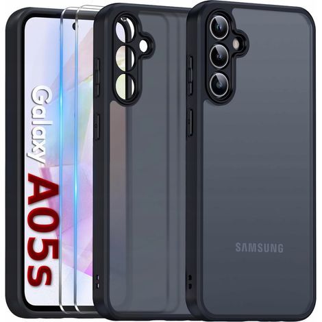 Funda negra mate para Samsung A05s + 2 protectores de pantalla de cristal (1/5)