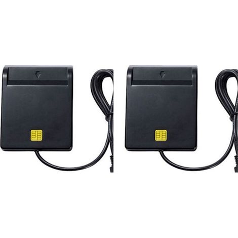 Compatible avec 2 lecteurs de cartes à puce USB, convient aux distributeurs automatiques de billets, aux banques, aux déclarations fiscales, aux cartes à puce, aux cartes d'identité, etc. (Noir)