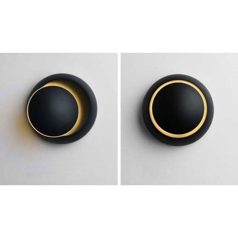 Applique Murale LED 5W, Lampe Murale Moderne, Blanc Chaud, Créative Eclipse 2 en 1, Applique en Fer, Lampe Design (Noir). (1/4)
