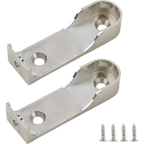 Support de tringle à rideaux ovale en alliage de zinc, 4 pièces, avec 8 vis de fixation pour tringle de rideau de douche ou de placard. (1/4)