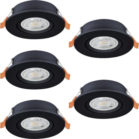 Faretto Incasso Moderno Barranco Plastiche Nere 5 Luci Led 4,5W 5X450Lm Ip20